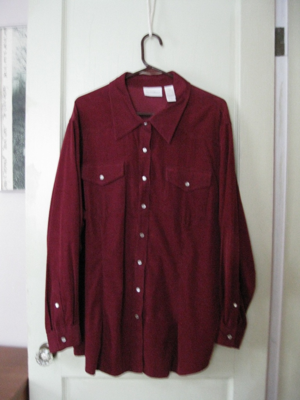 Preowned vintage Elisabeth red pinwale corduroy snap front shacket plus size 22